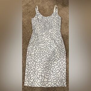 Gillian Linen Embroidery Cocktail Pencil Dress Sleeveless Open Back size 4